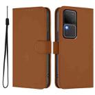 For vivo V30 5G Global / V30 Pro Global Skin Feel Solid Color Leather Phone Case with Lanyard(Brown) - 2