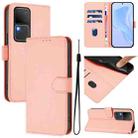 For vivo V30 5G Global / V30 Pro Global Skin Feel Solid Color Leather Phone Case with Lanyard(Pink) - 1