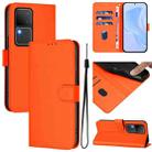 For vivo V30 5G Global / V30 Pro Global Skin Feel Solid Color Leather Phone Case with Lanyard(Orange) - 1