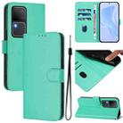 For vivo V30 5G Global / V30 Pro Global Skin Feel Solid Color Leather Phone Case with Lanyard(Green) - 1