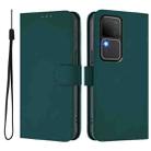 For vivo V30 5G Global / V30 Pro Global Skin Feel Solid Color Leather Phone Case with Lanyard(Dark Green) - 2