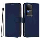 For vivo V30 5G Global / V30 Pro Global Skin Feel Solid Color Leather Phone Case with Lanyard(Navy Blue) - 2