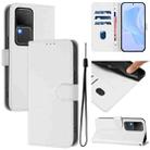 For vivo V30 5G Global / V30 Pro Global Skin Feel Solid Color Leather Phone Case with Lanyard(White) - 1