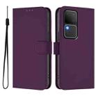 For vivo V30 5G Global / V30 Pro Global Skin Feel Solid Color Leather Phone Case with Lanyard(Violet) - 2