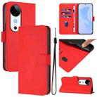 For vivo S19 Skin Feel Solid Color Leather Phone Case with Lanyard(Red) - 1