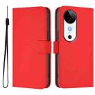 For vivo S19 Skin Feel Solid Color Leather Phone Case with Lanyard(Red) - 2