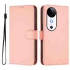 For vivo S19 Skin Feel Solid Color Leather Phone Case with Lanyard(Pink) - 2