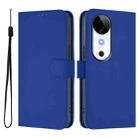 For vivo S19 Skin Feel Solid Color Leather Phone Case with Lanyard(Dark Blue) - 2