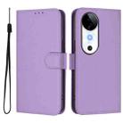 For vivo S19 Skin Feel Solid Color Leather Phone Case with Lanyard(Lavender Purple) - 2