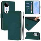 For vivo S19 Skin Feel Solid Color Leather Phone Case with Lanyard(Dark Green) - 1