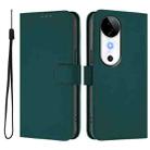 For vivo S19 Skin Feel Solid Color Leather Phone Case with Lanyard(Dark Green) - 2