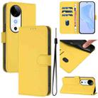 For vivo S19 Skin Feel Solid Color Leather Phone Case with Lanyard(Lemon Yellow) - 1