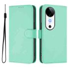 For vivo S19 Skin Feel Solid Color Leather Phone Case with Lanyard(Mint Green) - 2