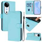 For vivo S19 Skin Feel Solid Color Leather Phone Case with Lanyard(Sky Blue) - 1