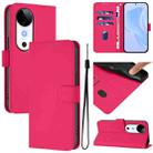 For vivo S19 Skin Feel Solid Color Leather Phone Case with Lanyard(Rose Red) - 1