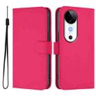 For vivo S19 Skin Feel Solid Color Leather Phone Case with Lanyard(Rose Red) - 2