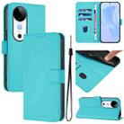 For vivo S19 Skin Feel Solid Color Leather Phone Case with Lanyard(Lake Blue) - 1