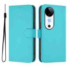 For vivo S19 Skin Feel Solid Color Leather Phone Case with Lanyard(Lake Blue) - 2