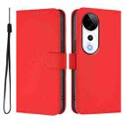 For vivo S19 Pro Skin Feel Solid Color Leather Phone Case with Lanyard(Red) - 2