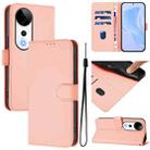 For vivo S19 Pro Skin Feel Solid Color Leather Phone Case with Lanyard(Pink) - 1