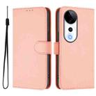 For vivo S19 Pro Skin Feel Solid Color Leather Phone Case with Lanyard(Pink) - 2