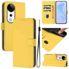 For vivo S19 Pro Skin Feel Solid Color Leather Phone Case with Lanyard(Lemon Yellow) - 1