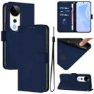 For vivo S19 Pro Skin Feel Solid Color Leather Phone Case with Lanyard(Navy Blue) - 1