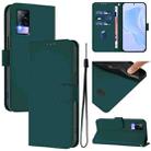 For vivo V20 / V21E 4G / Y73 2021 Skin Feel Solid Color Leather Phone Case with Lanyard(Dark Green) - 1