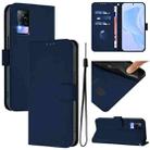 For vivo V20 / V21E 4G / Y73 2021 Skin Feel Solid Color Leather Phone Case with Lanyard(Navy Blue) - 1