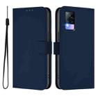 For vivo V20 / V21E 4G / Y73 2021 Skin Feel Solid Color Leather Phone Case with Lanyard(Navy Blue) - 2