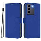 For vivo V27 5G / V27  Pro 5G Global Skin Feel Solid Color Leather Phone Case with Lanyard(Dark Blue) - 2