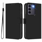 For vivo V27 5G / V27  Pro 5G Global Skin Feel Solid Color Leather Phone Case with Lanyard(Black) - 2