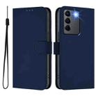 For vivo V27 5G / V27  Pro 5G Global Skin Feel Solid Color Leather Phone Case with Lanyard(Navy Blue) - 2