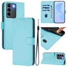 For vivo V27 5G / V27  Pro 5G Global Skin Feel Solid Color Leather Phone Case with Lanyard(Sky Blue) - 1