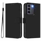 For vivo V27E 4G Global / T2 4G Global Skin Feel Solid Color Leather Phone Case with Lanyard(Black) - 2