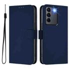 For vivo V27E 4G Global / T2 4G Global Skin Feel Solid Color Leather Phone Case with Lanyard(Navy Blue) - 2