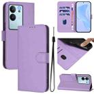 For vivo V29E 5G Global / Y200 5G Global Skin Feel Solid Color Leather Phone Case with Lanyard(Lavender Purple) - 1