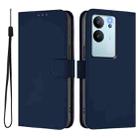 For vivo V29E 5G Global / Y200 5G Global Skin Feel Solid Color Leather Phone Case with Lanyard(Navy Blue) - 2