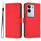 For vivo V30 Lite 5G Global Skin Feel Solid Color Leather Phone Case with Lanyard(Red) - 2