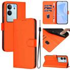 For vivo V30 Lite 5G Global Skin Feel Solid Color Leather Phone Case with Lanyard(Orange) - 1