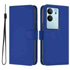 For vivo V30 Lite 5G Global Skin Feel Solid Color Leather Phone Case with Lanyard(Dark Blue) - 2