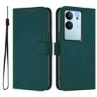 For vivo V30 Lite 5G Global Skin Feel Solid Color Leather Phone Case with Lanyard(Dark Green) - 2