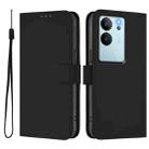 For vivo V30 Lite 5G Global Skin Feel Solid Color Leather Phone Case with Lanyard(Black) - 2