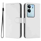 For vivo V30 Lite 5G Global Skin Feel Solid Color Leather Phone Case with Lanyard(White) - 2