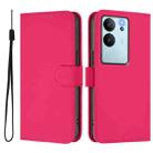 For vivo V30 Lite 5G Global Skin Feel Solid Color Leather Phone Case with Lanyard(Rose Red) - 2