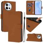 For vivo V40 Lite 5G / V30E 5G Global Skin Feel Solid Color Leather Phone Case with Lanyard(Brown) - 1