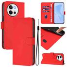 For vivo V40 Lite 5G / V30E 5G Global Skin Feel Solid Color Leather Phone Case with Lanyard(Red) - 1