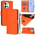 For vivo V40 Lite 5G / V30E 5G Global Skin Feel Solid Color Leather Phone Case with Lanyard(Orange) - 1