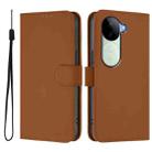 For vivo V40E 5G India / iQOO Z9s 5G Skin Feel Solid Color Leather Phone Case with Lanyard(Brown) - 2