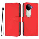 For vivo V40E 5G India / iQOO Z9s 5G Skin Feel Solid Color Leather Phone Case with Lanyard(Red) - 2